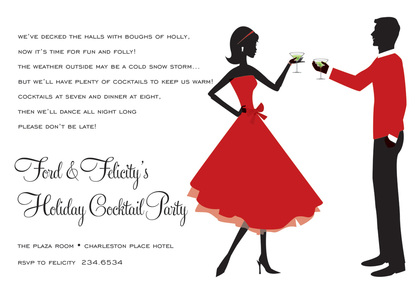 Cheer Silhouette Couple Red Invitations