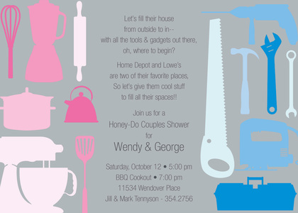 House Tools Shower Black Invitations