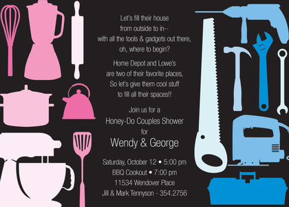 House Tools Shower Silver Invitations