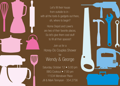 House Tools Shower Silver Invitations