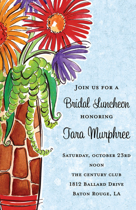 Painted Giraffe Vase Flowers Bridal Luncheon Invitation