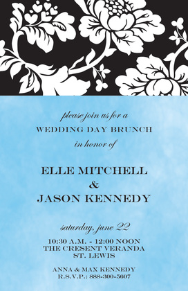 Flora Black Invitations