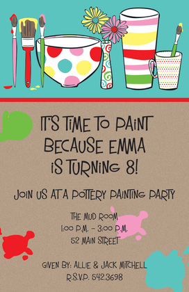 Art Painting Brushes Invitation