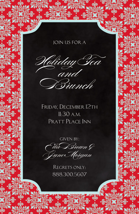 Dazzle Red Flourish Border Invitation