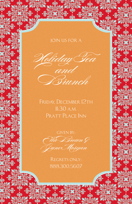 Dazzle Red Flourish Border Invitation