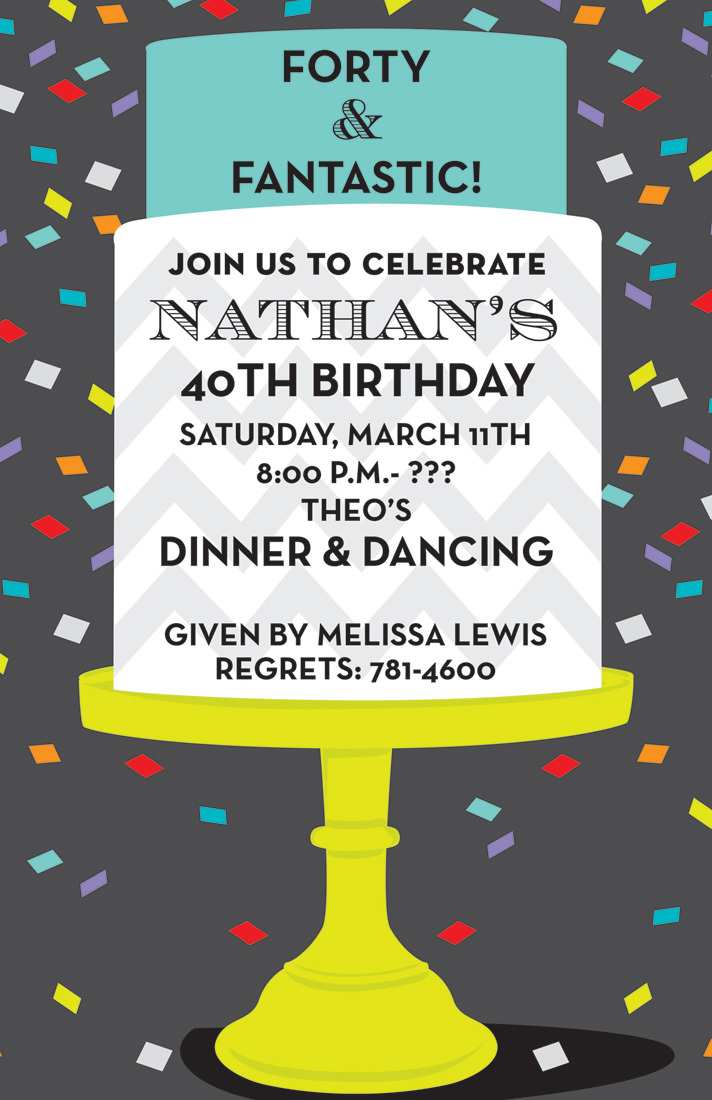 Confetti Party Birthday Cake Invitations