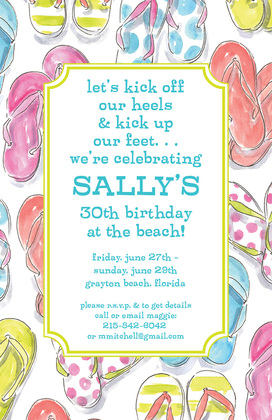 Lavender Classy Flip Flops Birthday Invites