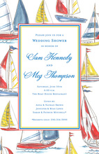 Navy Anchor Double Border Notched Frame Invitations