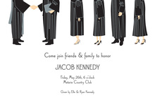 Navy Grad Caps Graduation Invitations