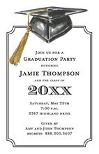 Navy Grad Caps Graduation Invitations