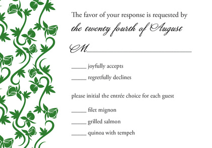 Formal Green Vines Modern Monogram Wedding Invites