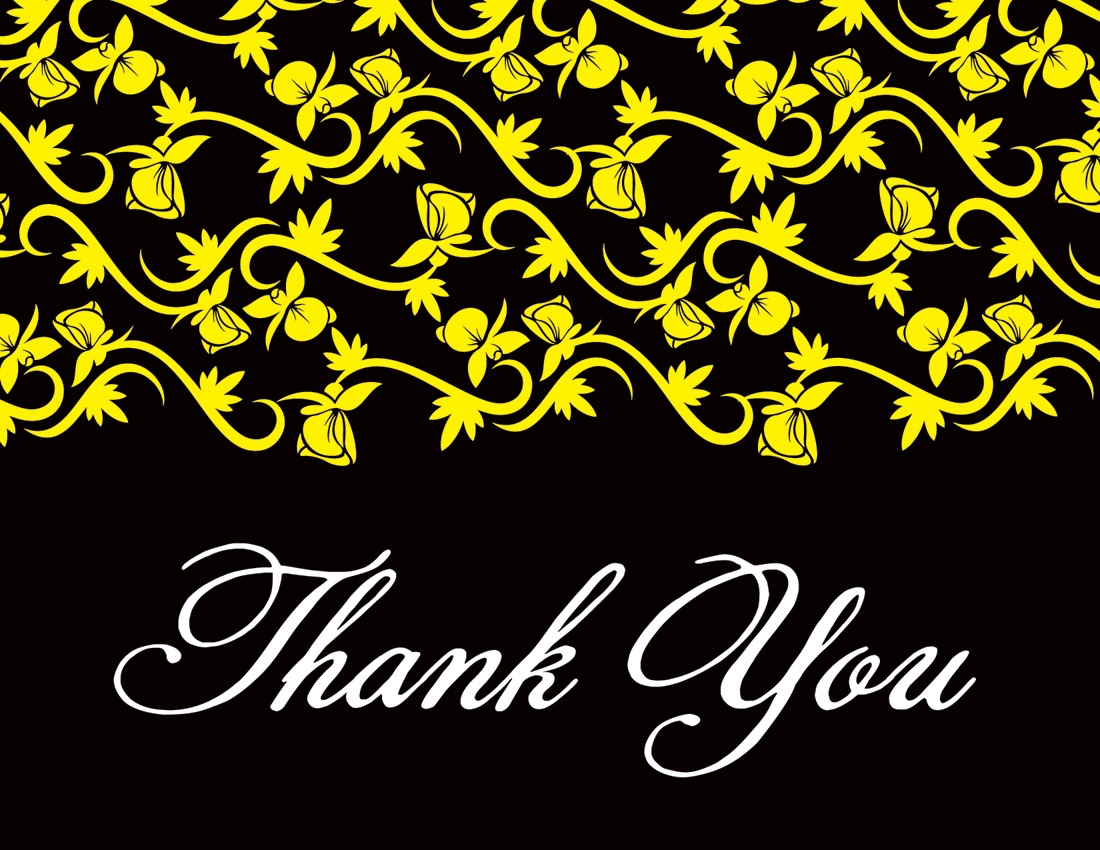 Vines Bright Yellow Thank You Cards