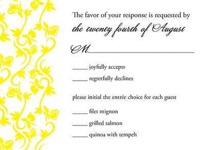 Formal Bright Yellow Vines Dark Black Monogram Invites