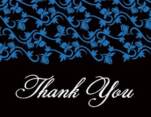 Blue Leafy Flourish Thank You Cards