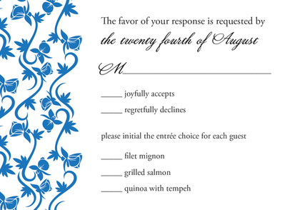 Detailed Teal Vines In Pure White RSVP Cards