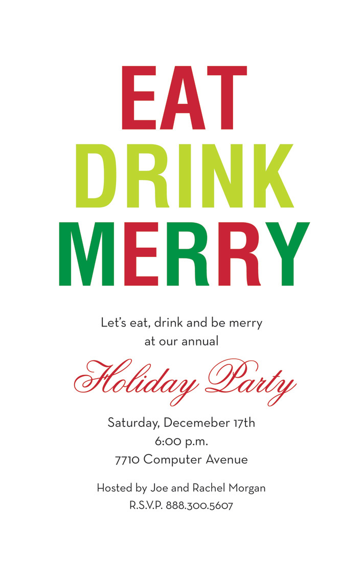 Simple Eat Drink Merry Red Invitation