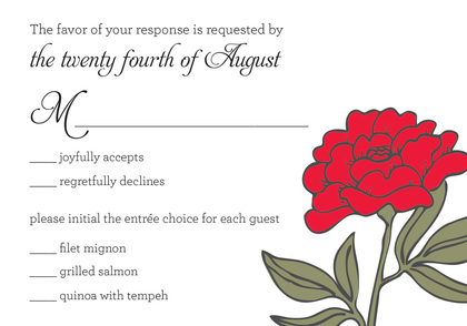 Vintage Carnation In Classy Red Floral Invitations