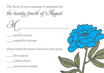 Vintage Carnation Bright Blue Floral Wedding Invites
