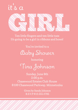 Super Script Baby Girl Shower Invitations