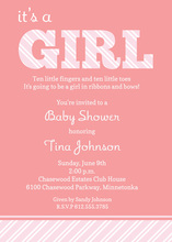 Pink Elephants Rustic Baby Shower Invitation