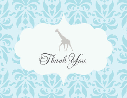 Beige Yellow Damask Giraffe Thank You Cards