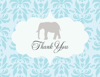 Elephant Blue Damask Invitation