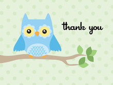 Blue Elephants Baby Shower Thank You Note