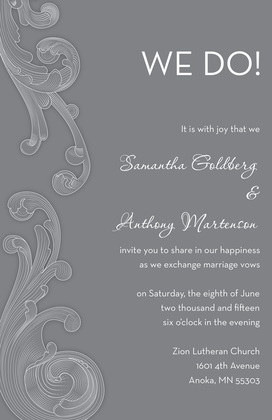 Modern Baroque Flourish Navy Blue Wedding Invites