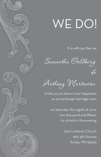 Artistic Baroque Scroll In Grey Wedding Invitations