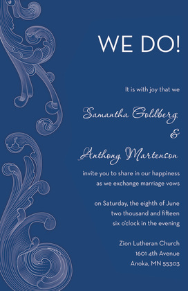 Artistic Baroque Scroll In Grey Wedding Invitations