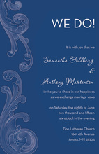 Modern Baroque Flourish Navy Blue Wedding Invites
