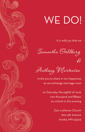 Modern Red Scroll RSVP Cards