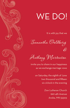 Modern Antique Red Scroll Wedding Holiday Invites