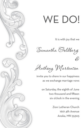 Unique White Scroll RSVP Cards