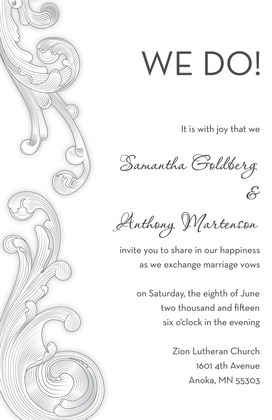 Modern Baroque Flourish Navy Blue Wedding Invites