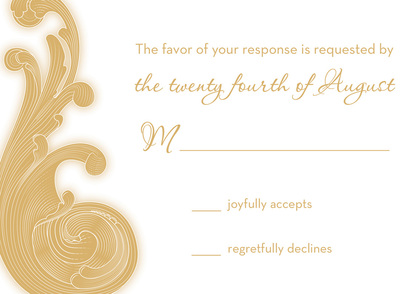 Traditional Old Gold Baroque Flourish Enclosure Cards