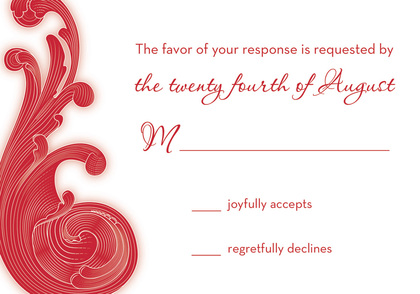 Holiday Ruby Red Baroque Flourish Enclosure Cards