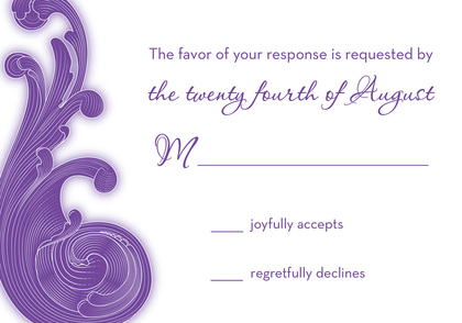 Stylish Violet Baroque Flourish Enclosure Cards