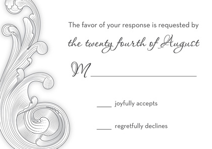 Elegant White Baroque Flourish Enclosure Cards