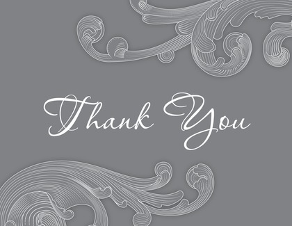 White Charcoal Ornate Baroque Thank You Cards