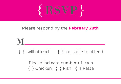 Hot Pink Double Border Bracket Motif Invitations