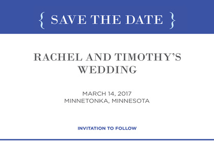 Bright Blue Double Border Bracket Motif Invitations