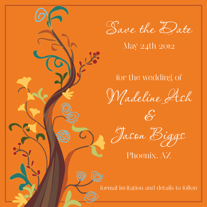 Abstract Vines Purple Save The Date Invitations