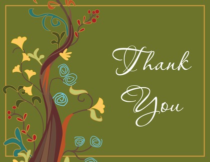 Teal Classic Tree Thank You Cards