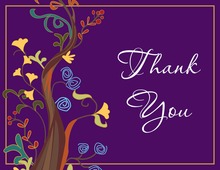 Rich Purple Unique Tree Thank You Cards