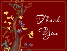 Modern Damask Red Thank You Cards