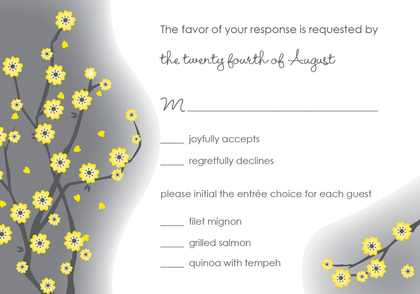 Unique Yellow Blossoms Grey Bridal Shower Invitations