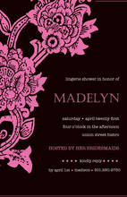 Antique Black Pink Floral Invitations