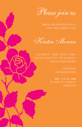 One Pink Rose Brown Invitations