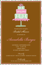 Teal Flower Cake Wood Grain Design Invitations